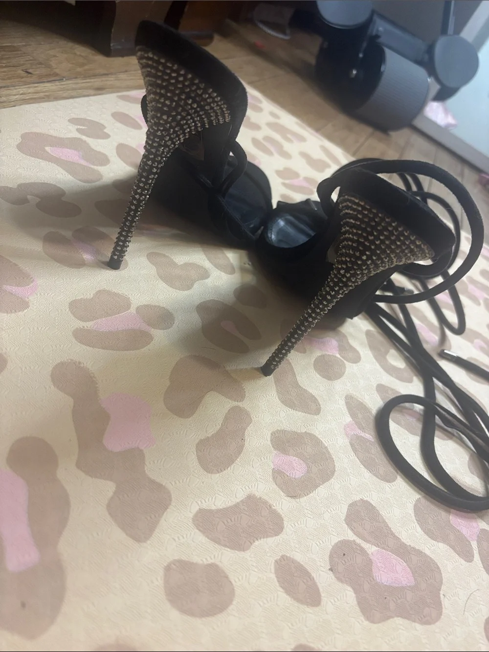 Fashion Nova Black Lace-Up Stiletto Heels